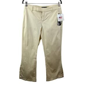 NWT Womyn Beige Split Ankle Crop Pants Trousers Work Casual Stretch USA NEW 6